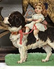 Die Cut Girl W  2 Dogs Victorian Scrap Riding - L6