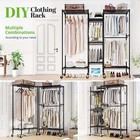 Hokeeper Heavy Duty Rolling Wire Garment Rack Clothing Rack For Hanging Clothes
