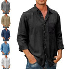 Men Long Sleeve Shirt Button Down Cotton Shirts Casual Single Breasted Top Party