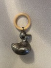 Vintage Nursery Silver Plated Baby Teething Duck Rattle Metal And Plastic