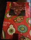 Feliz Navidad Red Vinyl Christmas  Holiday Tablecloth 52x 70 Oblong