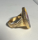 Vintage Rare Signed Florenza Enamel Tree Sun Cloud Round Adjustable Ring