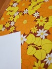 Awesome Rare Vintage Mid Century Retro 70s Bright Yel Org Floral Fabric  Look 
