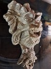 Vintage Gargoyle Lion Head Detailed Wall Hanging Gray White Silver Tone