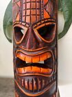 Hawaii Hand Made Carved Wooden 12  Tiki Painted Mask Wall Decor Hanging Man Cave