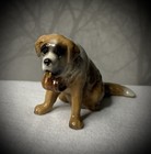 Vintage Hagen Renaker Saint St  Bernard With Barrel Dog Figurine
