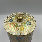 Vintage Daher Floral Tin Ice Bucket Biscuit Jar Lid Handle Made In England Boho