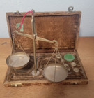 Vintage Brass Gram Balance Scale W  Weights In Velvet Box