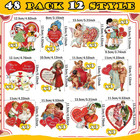 48 Pcs Vintage Valentine Hanging Ornaments Retro Valentines Tree Ornaments Heart