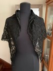 Antique Victorian French Chantilly Lace Caplet satin Ribbon Attached To The Neck