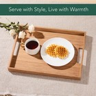 Detor Serving Tray 17  X 13   Innovative Anti-slip Coating  Light Walnut Bamb   