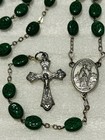 Rosary Green Shamrock Glass Beads Catholic 24     Irish Religious Clover