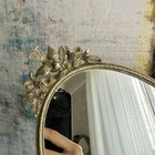 Vintage Matson Bird Floral Gold Tone Oval Vanity Tray Wall Mirror Mid Century
