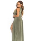Womens Sexy Deep V-neck High Slit Maxi Dress Evening Bar Nightclub Party Dresses