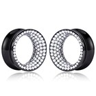 2 Pcs Ear Gauges 0g 8mm-19mm  High Polish Double Flared Plugs 12mm 1 2   Black