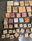 Vintage Wooden Rubber Stamps Ink Glitter Large Lot 100  Pooh Tigger