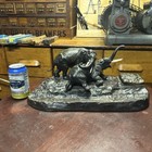 Vienna Approx 1910 K  Csadek  Large Bronze Inkwell With Elephants