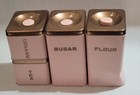 Vintage Pink Lincoln Beautyware Kitchen Metal Canister Set Of 4