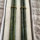 Beautiful  Vintage Chinese Carved Green Jade Chopsticks Set  as-is   Read  