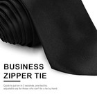 Black Pre-tied Ties Solid Color Polyester Zipper Neckties 3 15   x 16 54    Black 3