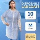 White Disposable Lab Coats Medium Polypropylene Elastic Wrists