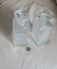 Vintage Pressed Glass Decanters In Diamond Pattern Midcentury Style Set Of 2
