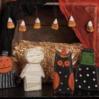 Primitives By Kathy Halloween Candy Corn Wood Ornament Set 6 Fall Autumn Decor