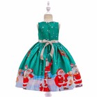 Toddler Girls Christmas Clothes Swing Dress Kids Xmas Green Santa Print Dresses