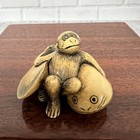 Monkey With Fish Wood Carving Peabody Essex Museum Company Netsuke