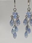 Aquamarine Crystal Silver Tone Dangle  Earrings - Stunning  