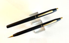 1980s Cross Century Black Matt Fountain Pen Fine Nib   Pencil Gold Appointments