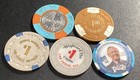 Las Vegas  1 Casino Chip Lot- 5 Different Vintage Finds- Free Shipping