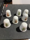 10 Vintage Porcelain Thimbles Christmas Themed Trees And Candles Gold Accent 