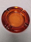 Heavy Glass Amber Ashtray Cigarette 4 5  Diameter Vintage Perfect Decor