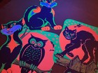 New 10 Vintage Halloween Black Light Owl Cat Witch Moon Repros Of 1970s