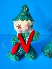 Vtg Norcrest Noel Holly Tree Pixie Elf Ornaments Christmas Japan Figurine Rare