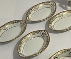 Antique Nippon Morimura Bros Porcelain Celery Set 7 Pc Heavy Gold Trim M Wreath