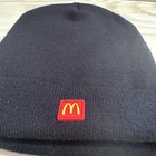 Authentic Mcdonald   s Employee Beanie Hat Black Tall Rubber Logo Nwot