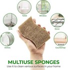 6pcs Kitchen Sponge Natural Biodegradable Cellulose Coconut Dishwashing Scrubber