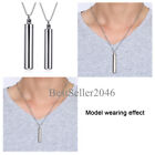 2pcs Stainless Steel Cylinder Cremation Pendant Keepsake Memorial Urn Necklace