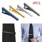 4pcs Mens Stainless Steel Tie Clip Necktie Bar Clasp Clamp Pin Black Silver Gold