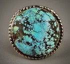 Massive Vintage Navajo Sterling Silver High Grade Turquoise Ring
