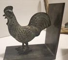 Vintage Cast Iron  Heavy Rooster Chicken Bookends Country Decor Farmhouse