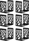 Black Powder-coated Metal Bookends - Set Of 6 Pairs For Stylish Book Storage