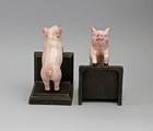 9937735 Cast Iron Figure Bookends Piglet Pig Colourful 3 1 2x3 1 8x5 1 2in