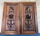 Pair Of Antique Carved Walnut Wood Salvaged Doors Panels Renaissance Style