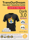 T-shirt Transfer Iron Heat Paper  20 Sheets  8 5x11   Dark 3 0  inject laser 