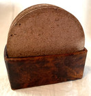 Vintage Egyptian Camel Leather Coasters Set Of 5 With Holder