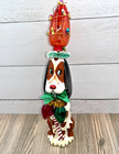 Vintage Christmas Bassett Hound Dog Floppy Ears Dog Brown White Hound Dog Ooak