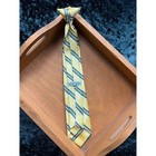 Boys Clip-on Tie Yellow Blue Stripe 14  Teflon Polyester Pre-tied Necktie